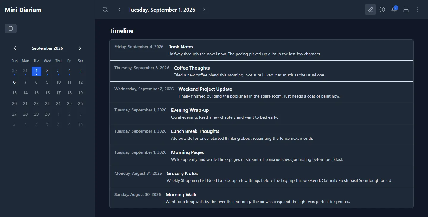Timeline view showing three separate entries stacked under the same date